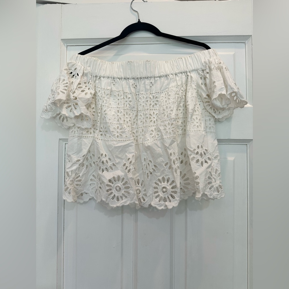 SEA New York off the shoulder summer eyelet blouse top saks Nordstrom Shopbop